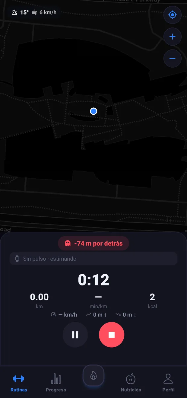 Sesion de cardio con GPS en marcha en VortLoop