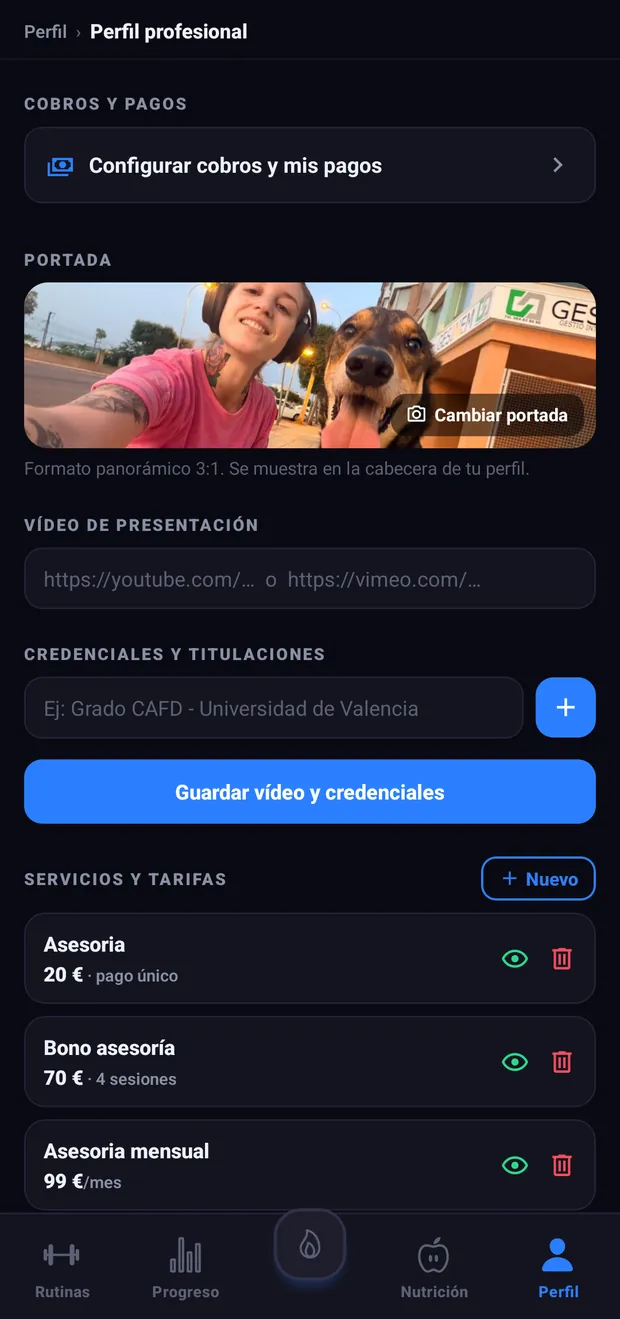 Painel de profissionais da VortLoop com a lista de clientes e o seu acompanhamento